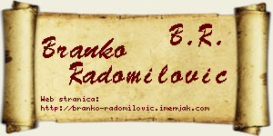 Branko Radomilović vizit kartica